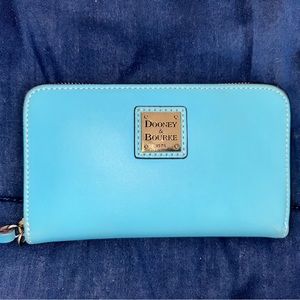 Dooney Caribbean Blue Cellphone Wristlet Zip Around